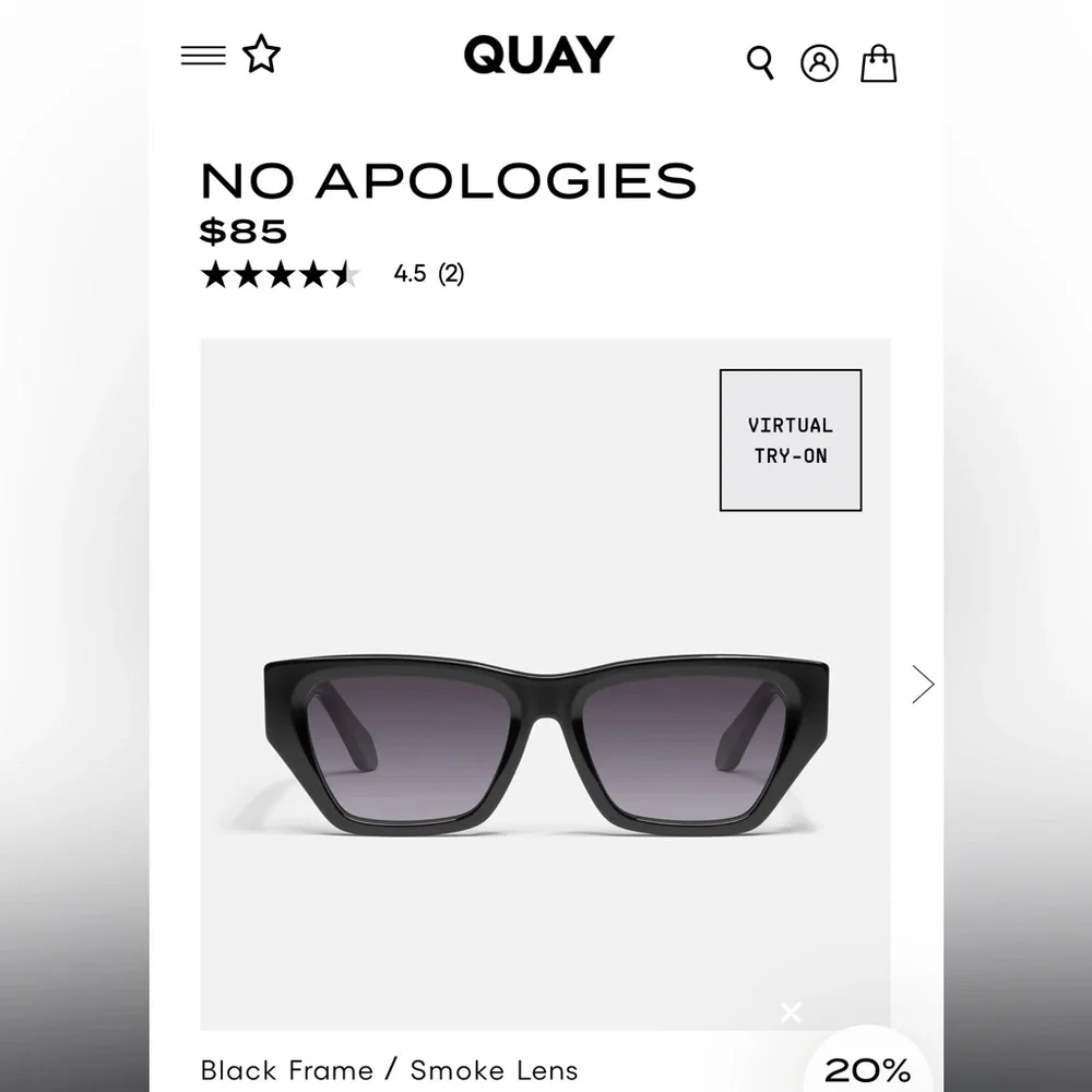 Quay‎ Australia No Apologies Black Frame / Smoke Lens!! NEW!!!🤎😎